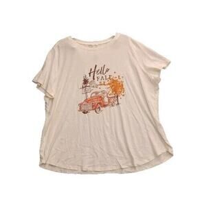 Fall Maurices Women's Size 2XL Ivory Hello Fall Short Sleeve Graphic T-Shirt NWT
